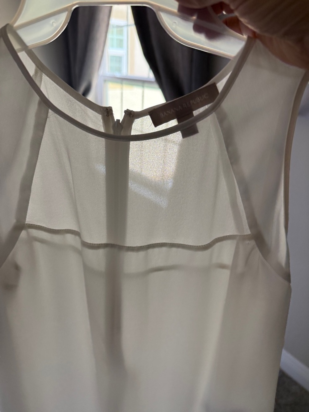 Banana Republic Ivory Sheer Yoke Sleeveless Blouse